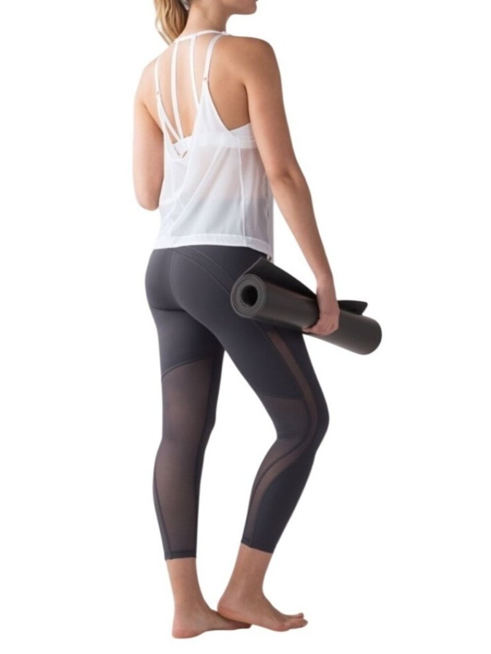 Lululemon Women’s Mesh Panel Leggings Black High Rise Athletic Yoga Pants Size 4